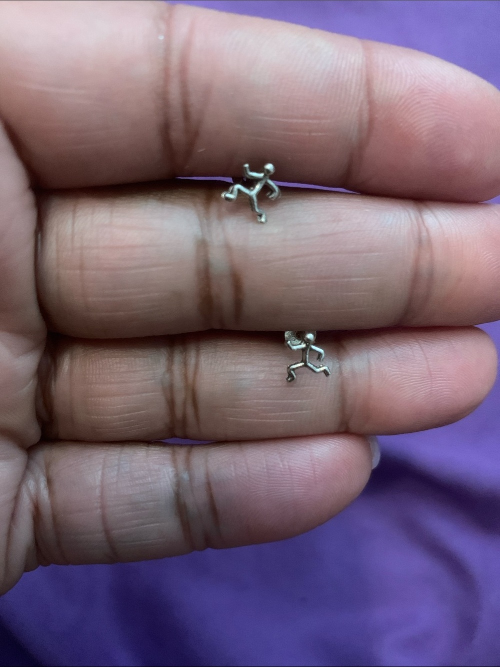 Vintage 925 Running Stick Man Earrings